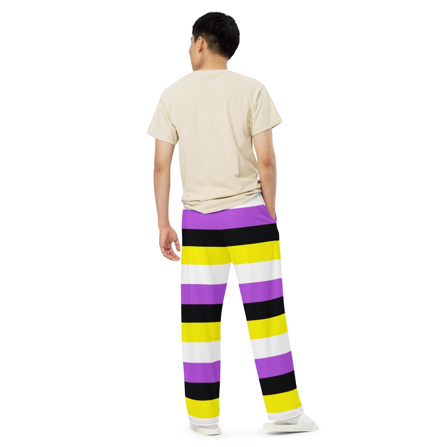 Non-Binary Pride Flag Wide-Leg Trousers – Bold, Comfortable and Inclusive Statement Pants