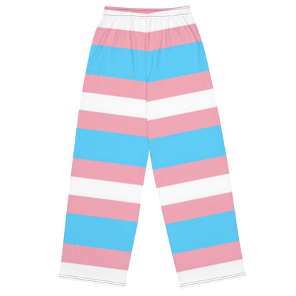 Transgender Pride Flag Wide-Leg Trousers – Comfortable, Bold &amp; Inclusive Fashion for All Identities