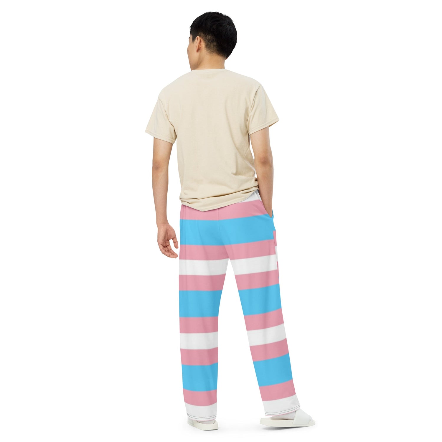Transgender Pride Flag Wide-Leg Trousers – Comfortable, Bold &amp; Inclusive Fashion for All Identities