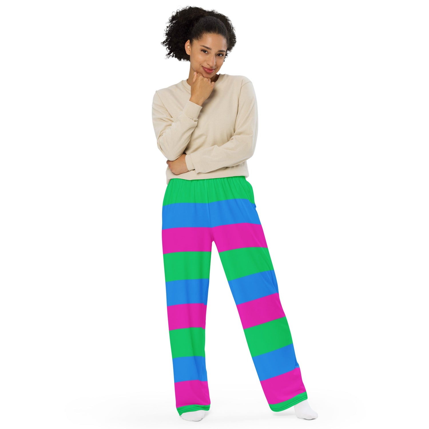 Wide-Leg Pants with Polysexual Pride Flag – Colourful, Comfortable &amp; Inclusive Design