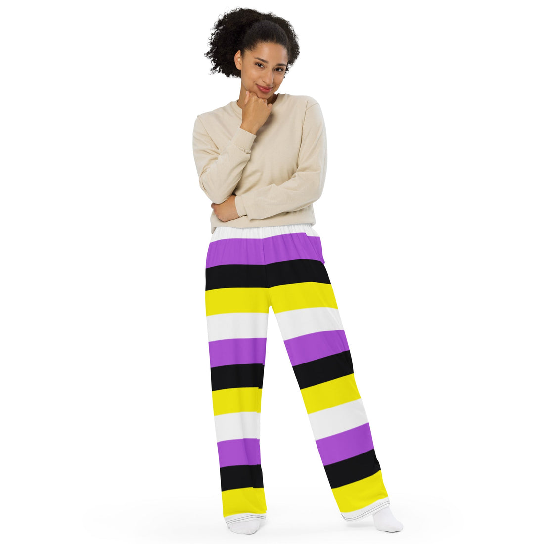 Non-Binary Pride Flag Wide-Leg Trousers – Bold, Comfortable and Inclusive Statement Pants