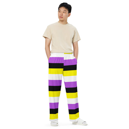 Non-Binary Pride Flag Wide-Leg Trousers – Bold, Comfortable and Inclusive Statement Pants