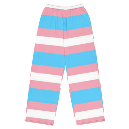 Transgender Pride Flag Wide-Leg Trousers – Comfortable, Bold &amp; Inclusive Fashion for All Identities