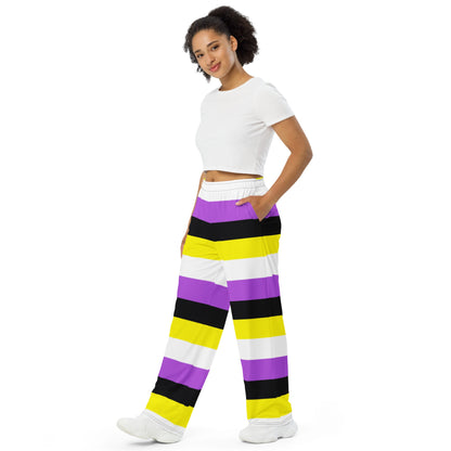 Non-Binary Pride Flag Wide-Leg Trousers – Bold, Comfortable and Inclusive Statement Pants