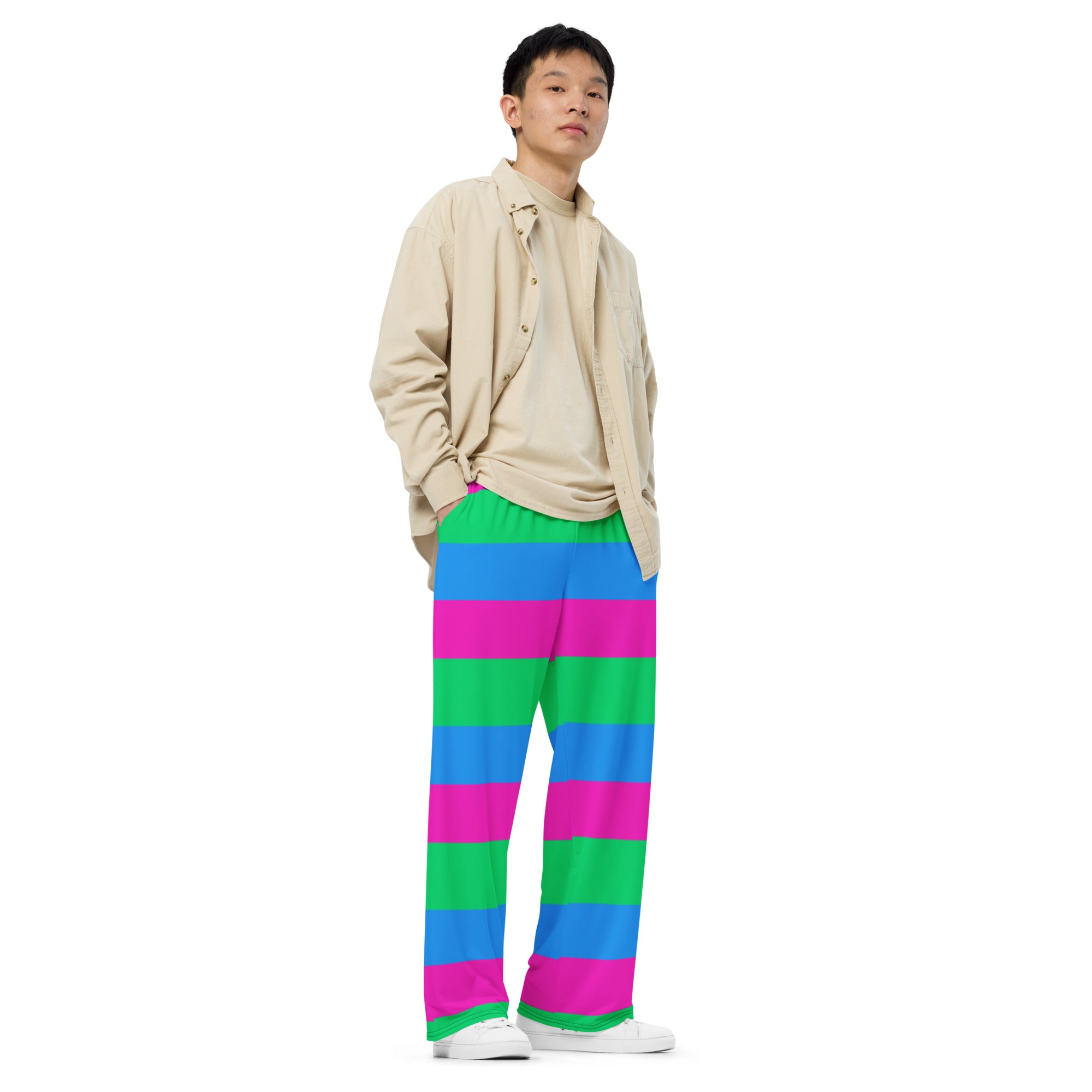 Wide-Leg Pants with Polysexual Pride Flag – Colourful, Comfortable &amp; Inclusive Design