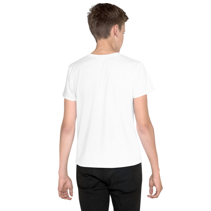Youth Crew Neck T-Shirt – Captain America Inspired Shield Print | White Cotton Kids Tee | Voce Lindx