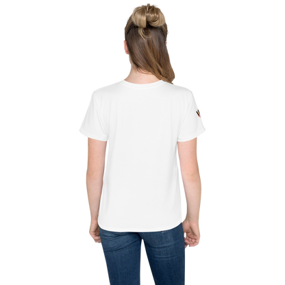 Youth Crew Neck T-Shirt – Skull in a Beret Graphic | White Cotton Tee for Kids | Voce Lindx
