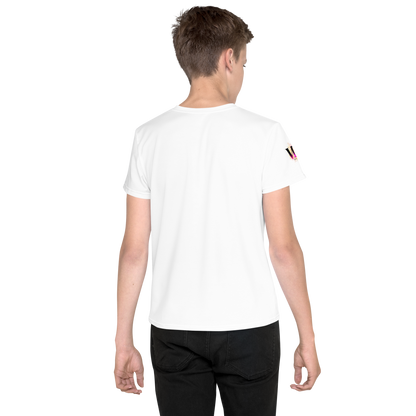 Youth Crew Neck T-Shirt – Nautical Anchor Graphic | Soft White Cotton Tee for Kids | Voce Lindx