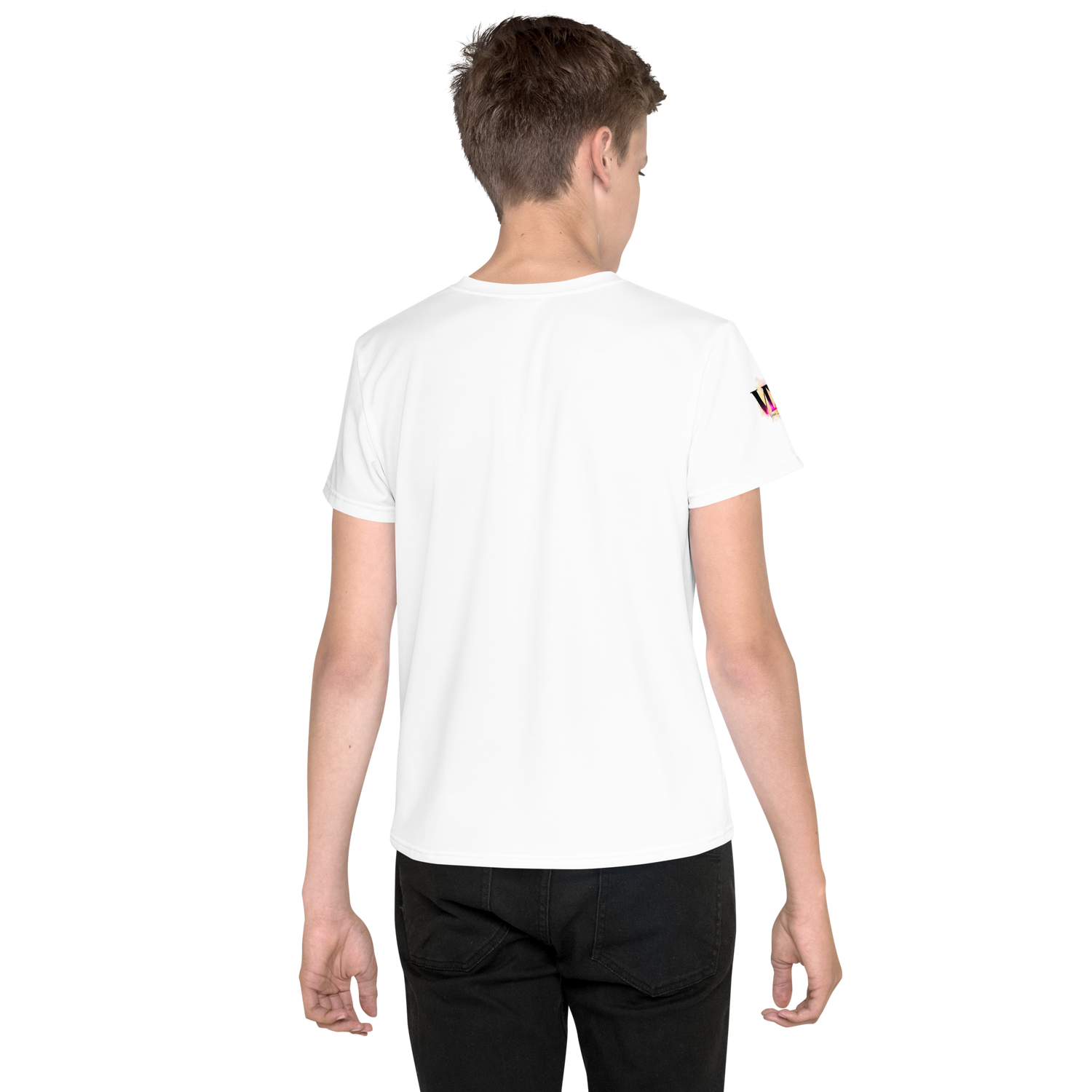 Youth Crew Neck T-Shirt – Anchor and Hummingbird Print | Soft White Cotton Tee for Kids | Voce Lindx
