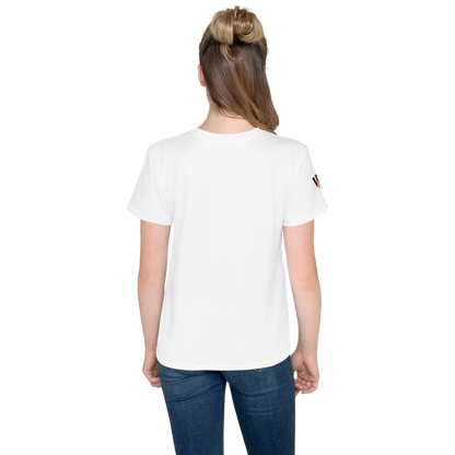 Youth Crew Neck T-Shirt – Anchor and Hummingbird Print | Soft White Cotton Tee for Kids | Voce Lindx