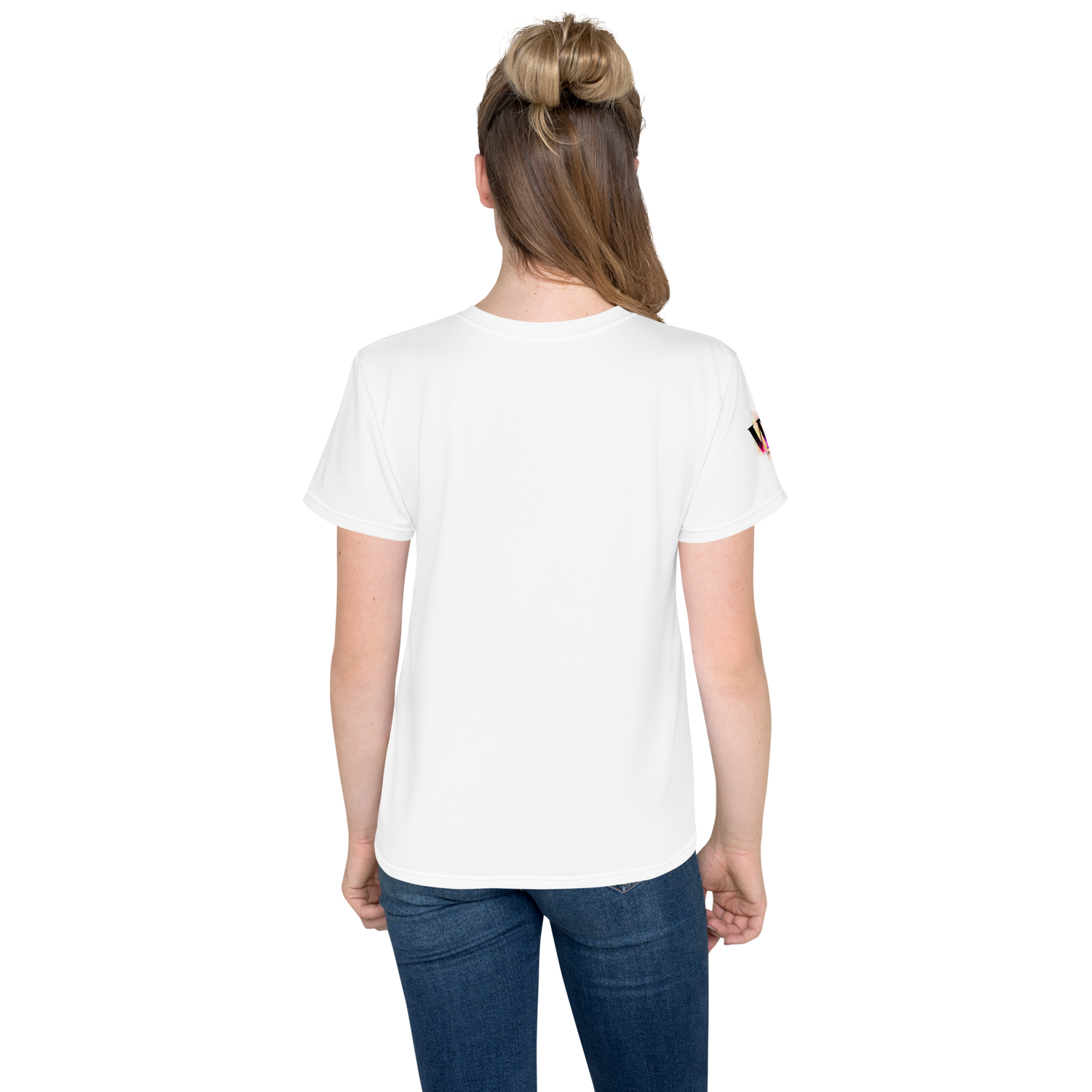 Youth Crew Neck T-Shirt – Rainbow Anchor Print | White Cotton Tee for Kids | Voce Lindx