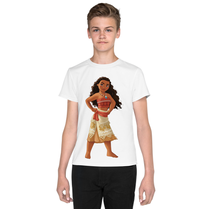 Youth Crew Neck T-Shirt – Moana Inspired Ocean Graphic | Soft Black Cotton Tee for Kids | Voce Lindx