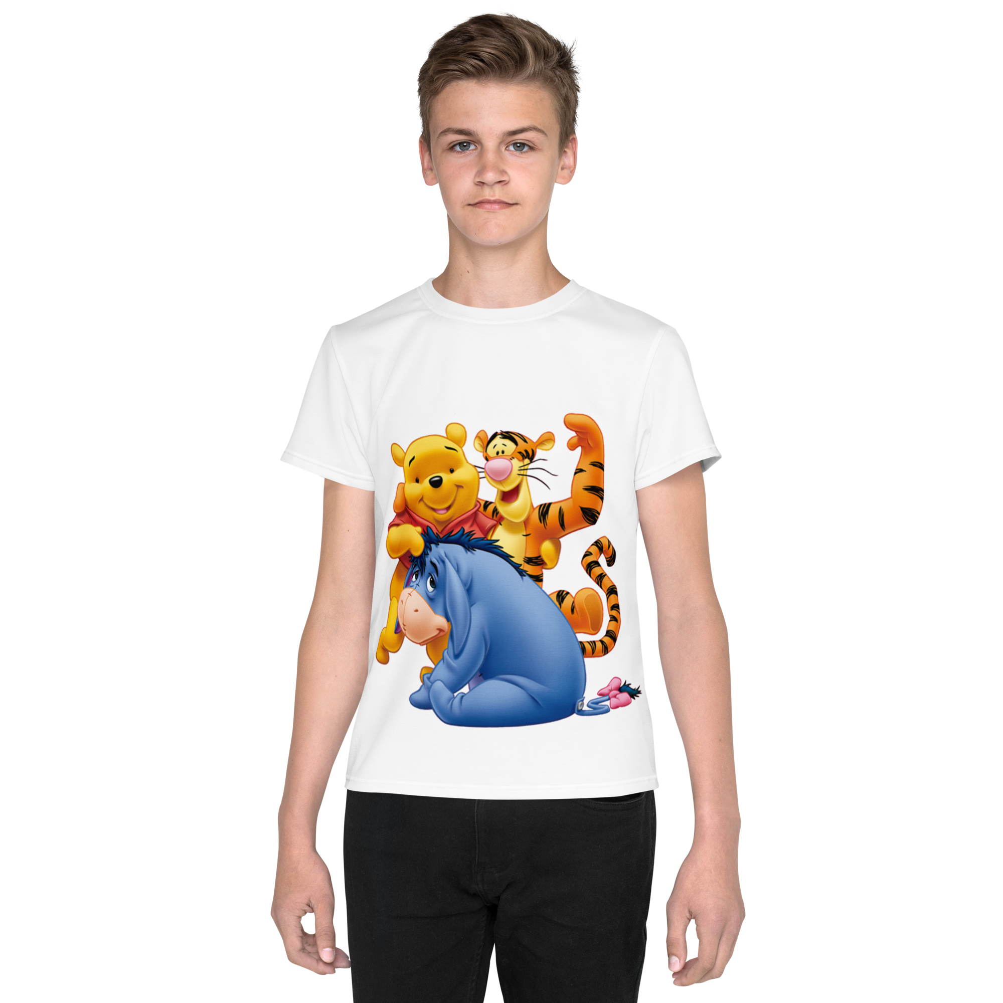 Youth Crew Neck T-Shirt – Timon and Pumbaa Inspired Print | Soft White Cotton Tee for Kids | Voce Lindx