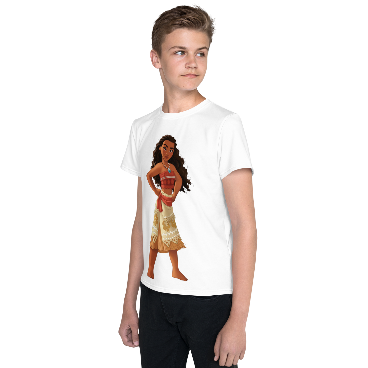 Youth Crew Neck T-Shirt – Moana Inspired Ocean Graphic | Soft Black Cotton Tee for Kids | Voce Lindx