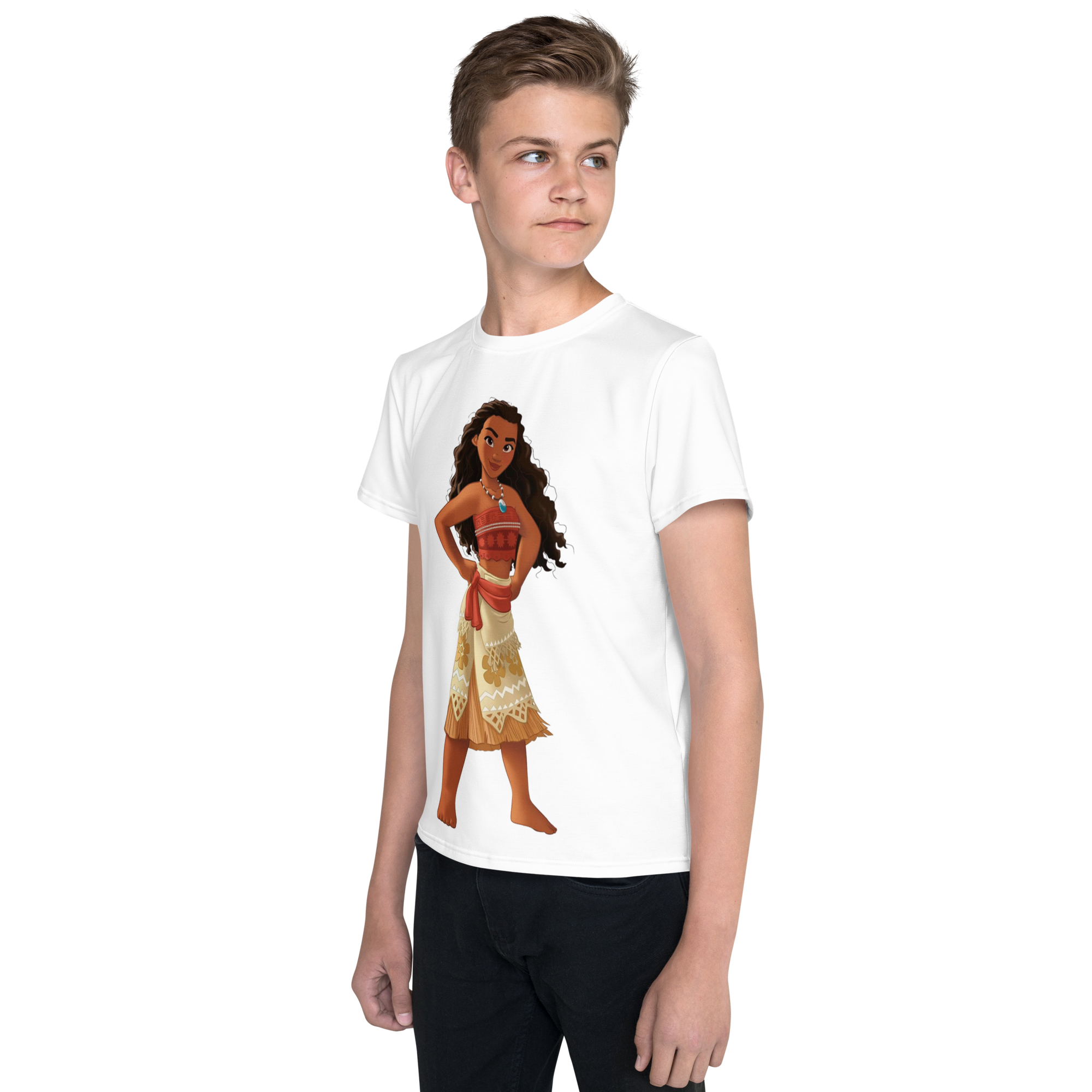 Youth Crew Neck T-Shirt – Moana Inspired Ocean Graphic | Soft Black Cotton Tee for Kids | Voce Lindx