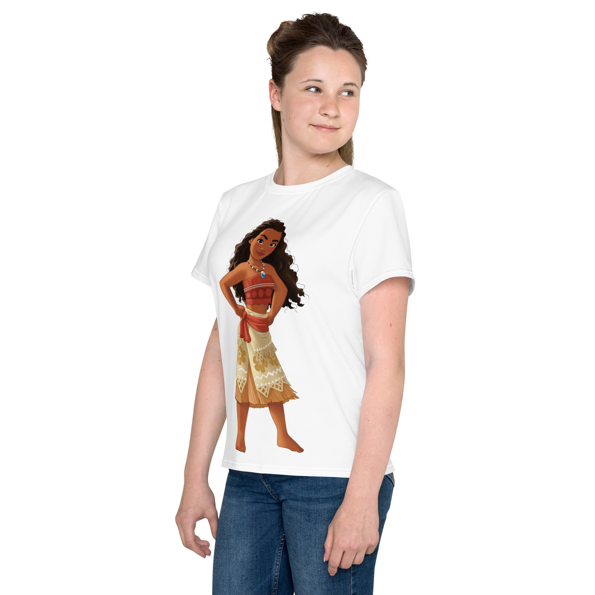 Youth Crew Neck T-Shirt – Moana Inspired Ocean Graphic | Soft Black Cotton Tee for Kids | Voce Lindx