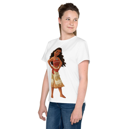 Youth Crew Neck T-Shirt – Moana Inspired Ocean Graphic | Soft Black Cotton Tee for Kids | Voce Lindx