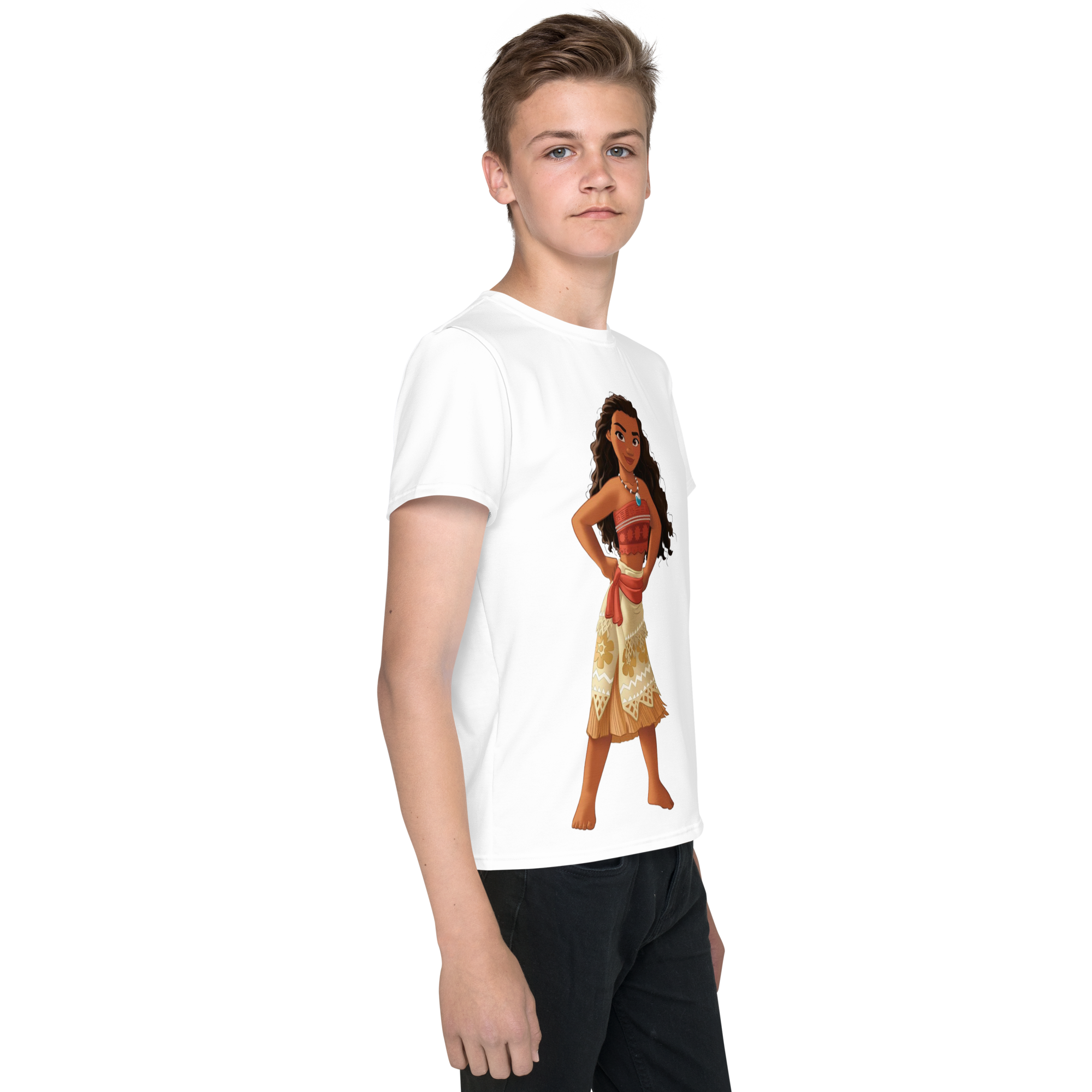 Youth Crew Neck T-Shirt – Moana Inspired Ocean Graphic | Soft Black Cotton Tee for Kids | Voce Lindx