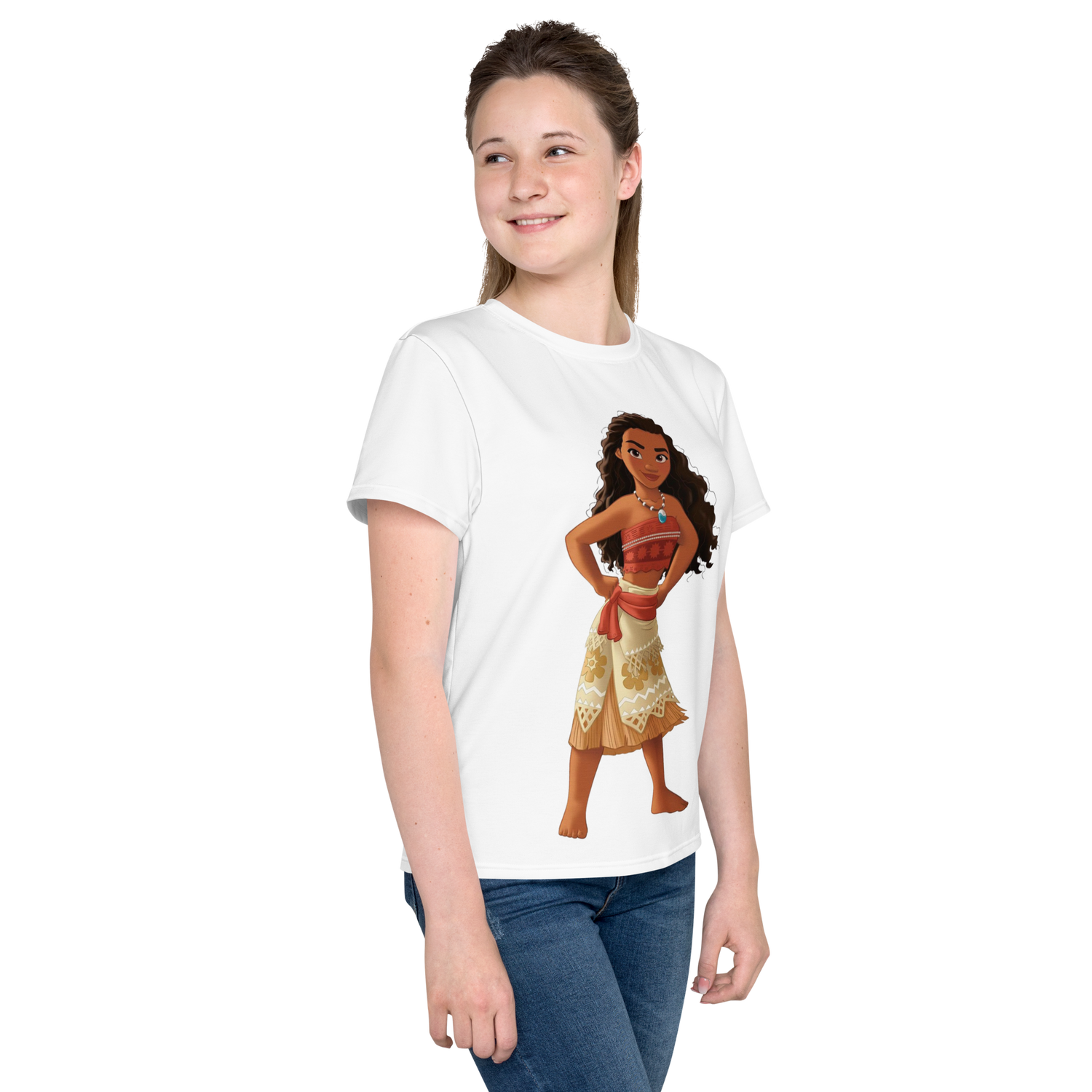 Youth Crew Neck T-Shirt – Moana Inspired Ocean Graphic | Soft Black Cotton Tee for Kids | Voce Lindx