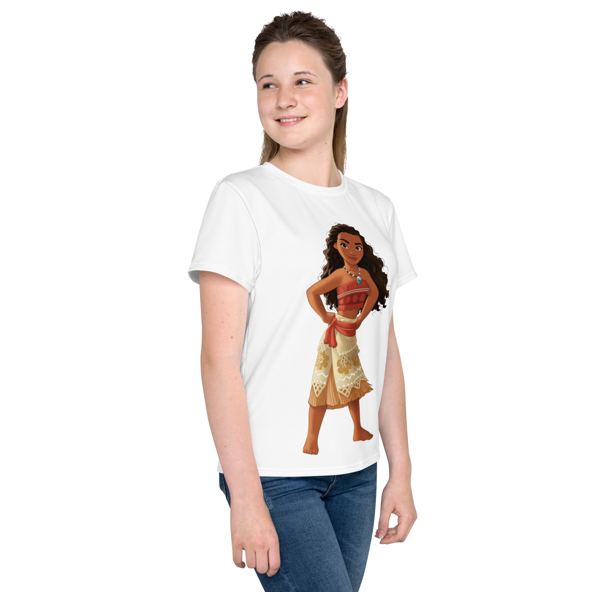 Youth Crew Neck T-Shirt – Moana Inspired Ocean Graphic | Soft Black Cotton Tee for Kids | Voce Lindx
