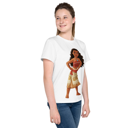 Youth Crew Neck T-Shirt – Moana Inspired Ocean Graphic | Soft Black Cotton Tee for Kids | Voce Lindx