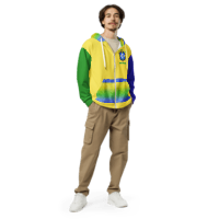Brazil Flag Zip Hoodie – Soft Recycled Blend, Metal Zip & Front Pockets | Statement Pride Wear by Voce Lindx