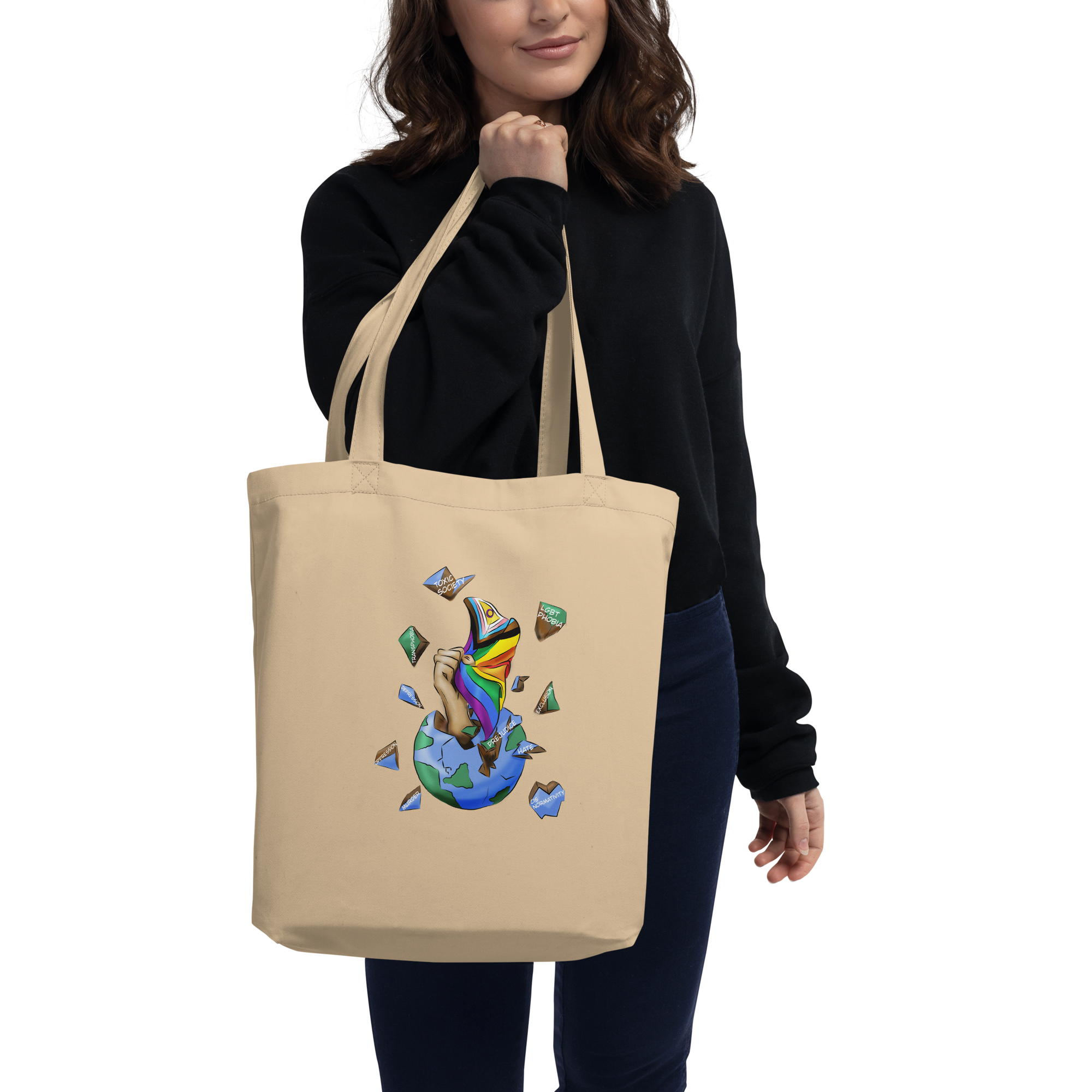Eco Tote Bag – “Planet Resistance” Graphic Print | Organic Cotton Reusable Bag | Voce Lindx