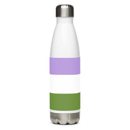 Stainless Steel Water Bottle – Genderqueer Flag | Inclusive Gender-Neutral Drinkware