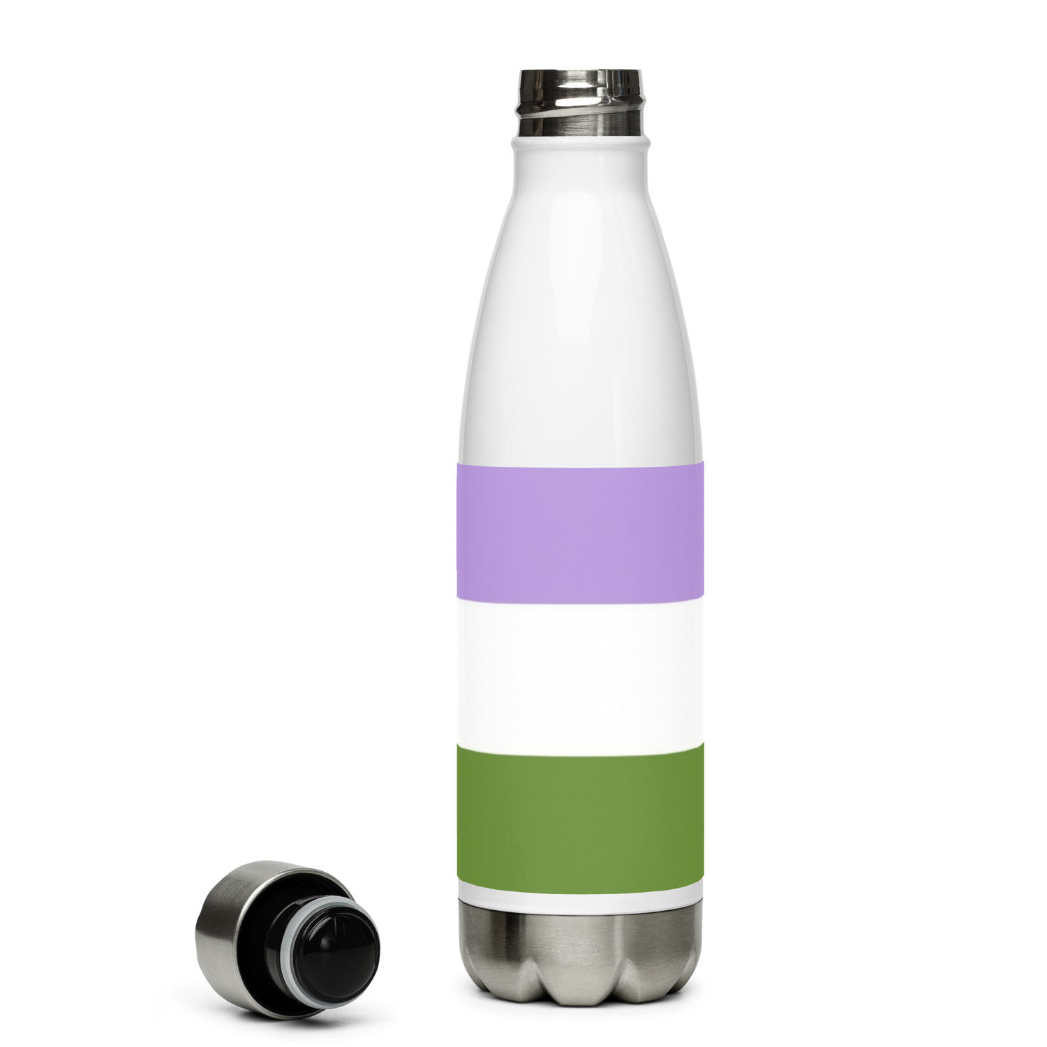 Stainless Steel Water Bottle – Genderqueer Flag | Inclusive Gender-Neutral Drinkware