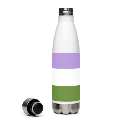 Stainless Steel Water Bottle – Genderqueer Flag | Inclusive Gender-Neutral Drinkware