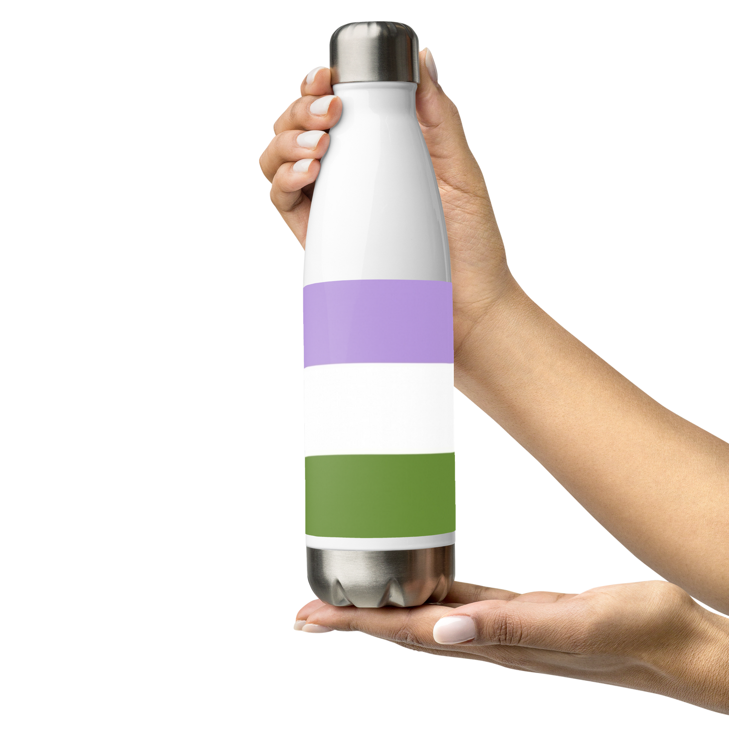 Stainless Steel Water Bottle – Genderqueer Flag | Inclusive Gender-Neutral Drinkware