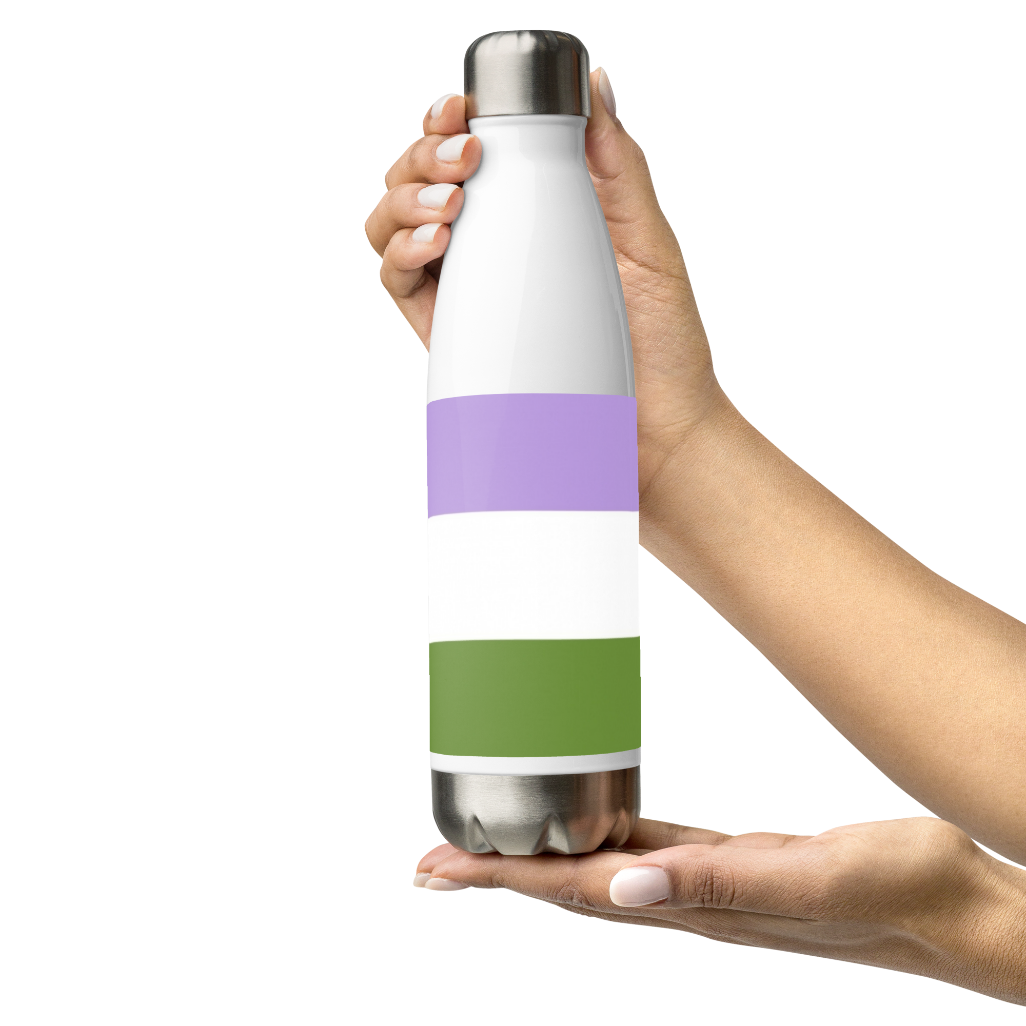 Stainless Steel Water Bottle – Genderqueer Flag | Inclusive Gender-Neutral Drinkware