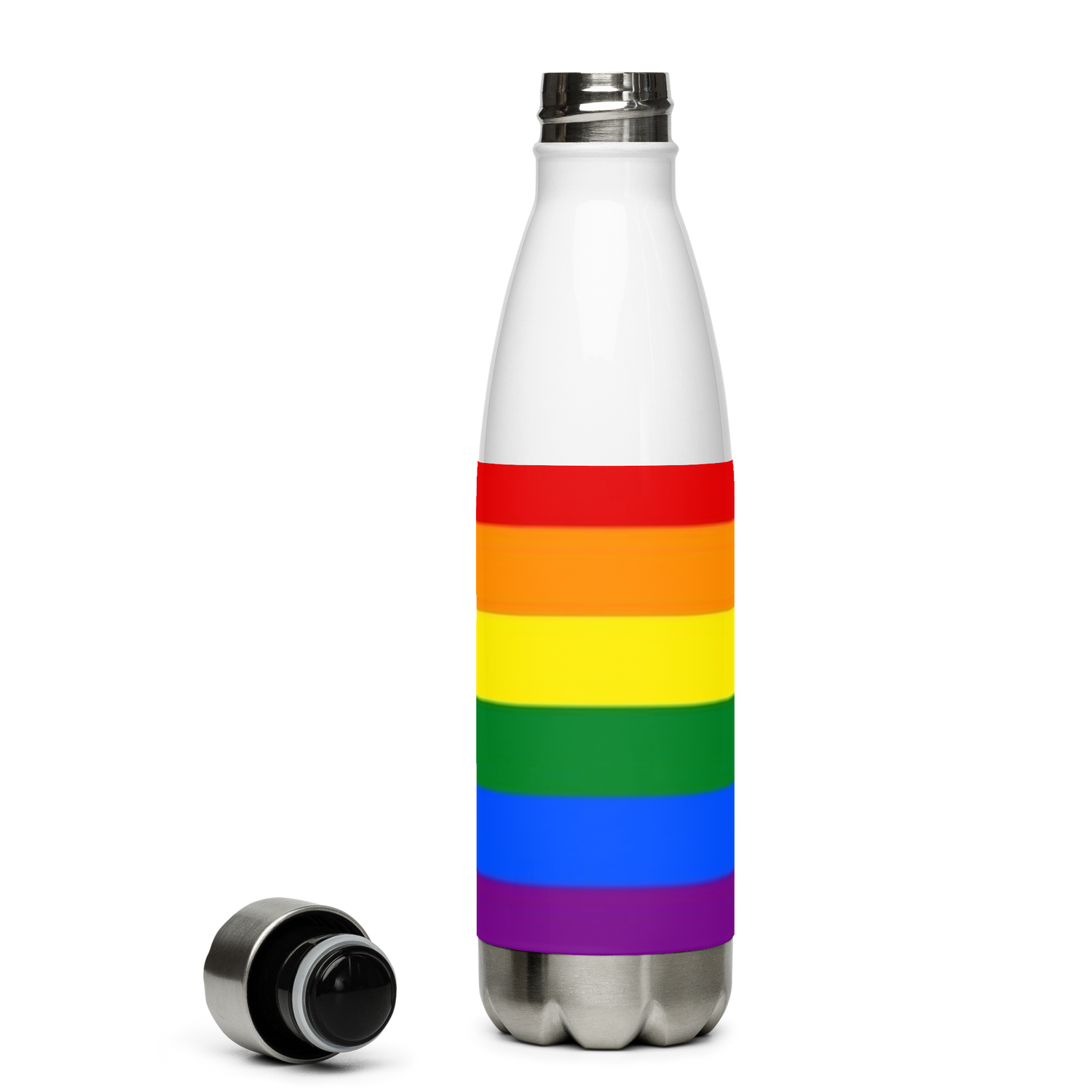 VOCE LINDX LGBTQIA+ 6‑Colours Flag Stainless Steel Water Bottle – 500 ml Vacuum‑Insulated, Leak‑Proof, Gloss Finish