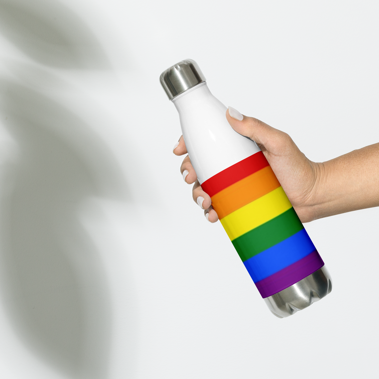 VOCE LINDX LGBTQIA+ 6‑Colours Flag Stainless Steel Water Bottle – 500 ml Vacuum‑Insulated, Leak‑Proof, Gloss Finish