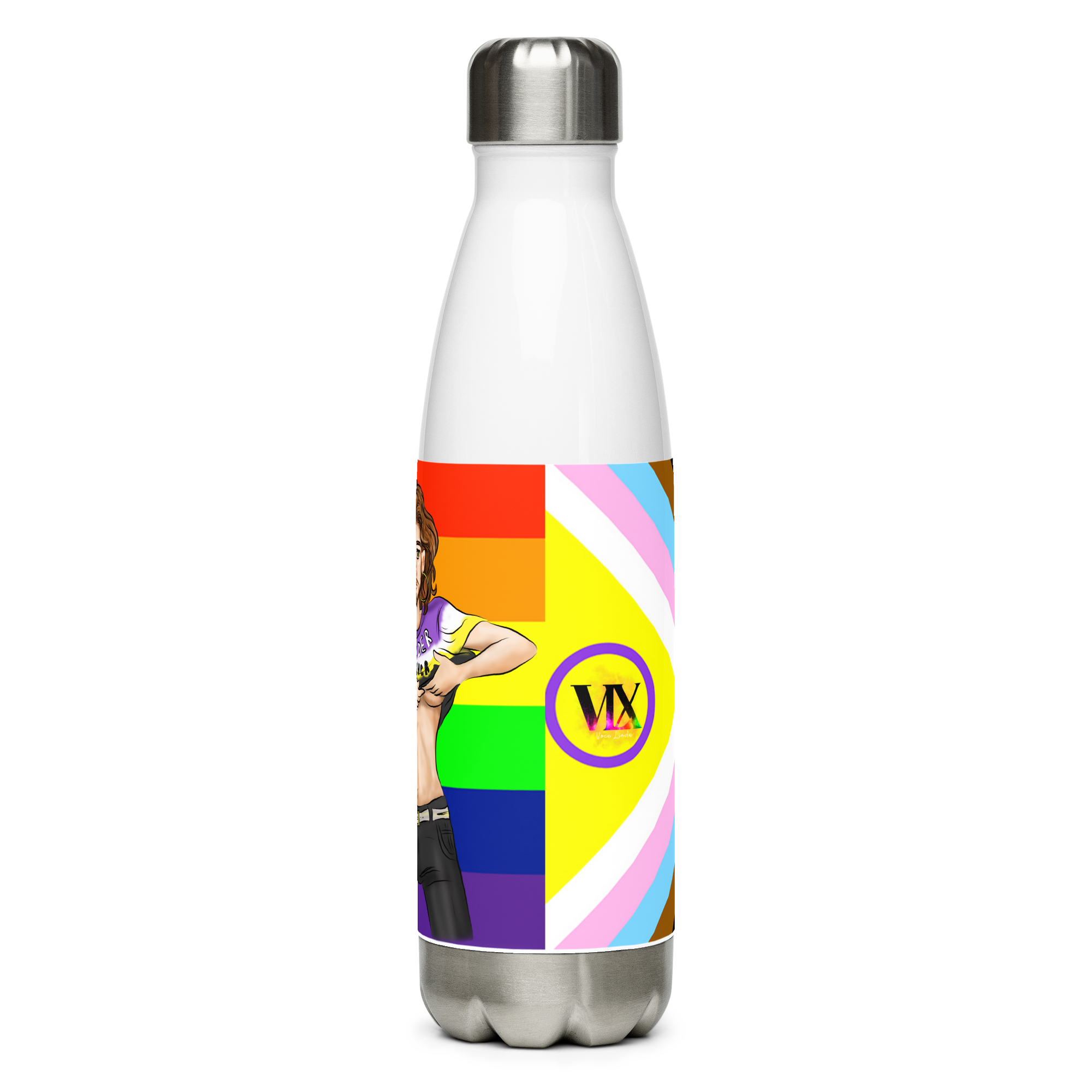 VOCE LINDX Intersex-Inclusive Nonbinary “Gender Is Over” Stainless Steel Water Bottle – 500 ml Vacuum Flask, Leak‑Proof
