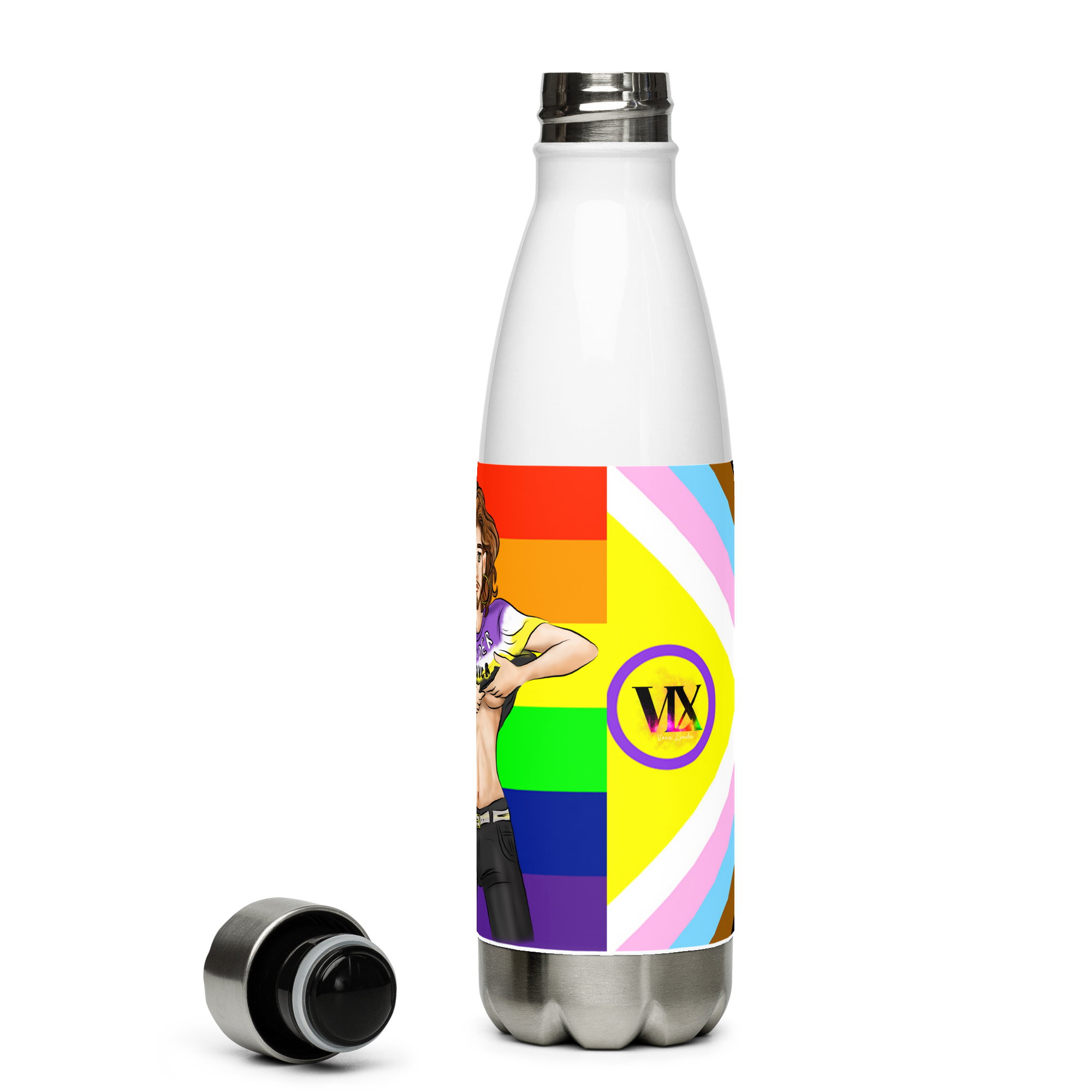 VOCE LINDX Intersex-Inclusive Nonbinary “Gender Is Over” Stainless Steel Water Bottle – 500 ml Vacuum Flask, Leak‑Proof
