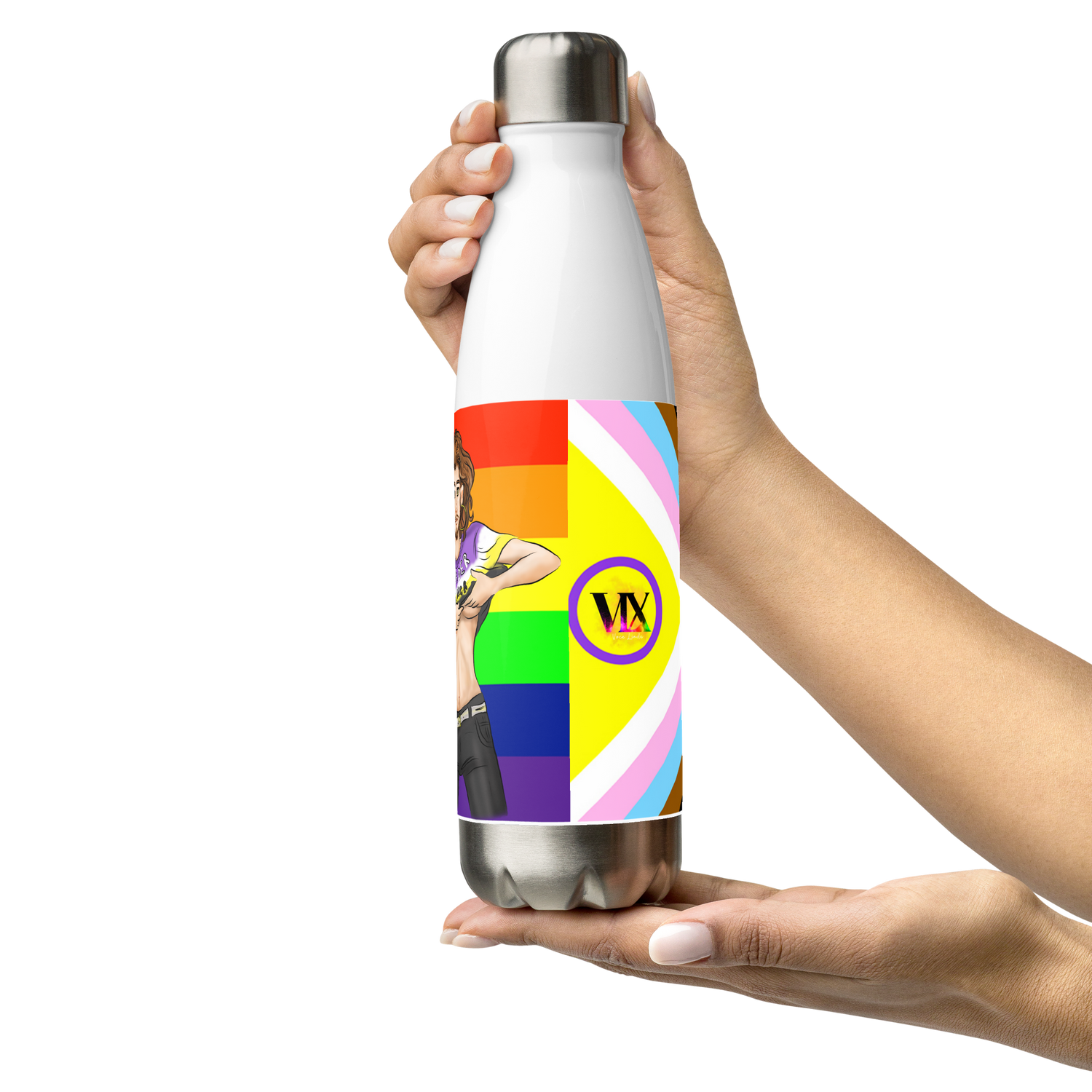 VOCE LINDX Intersex-Inclusive Nonbinary “Gender Is Over” Stainless Steel Water Bottle – 500 ml Vacuum Flask, Leak‑Proof