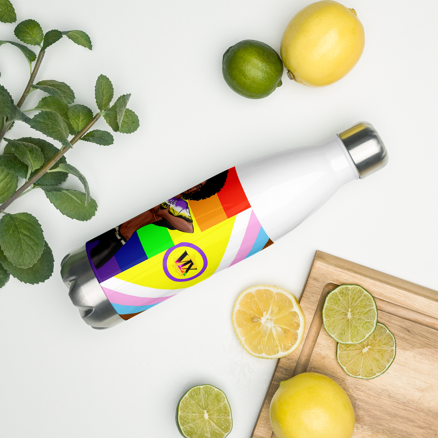 VOCE LINDX Non‑Binary &amp; Intersex‑Inclusive Pride Stainless Steel Water Bottle – 500 ml Vacuum‑Insulated, Leak‑Proof