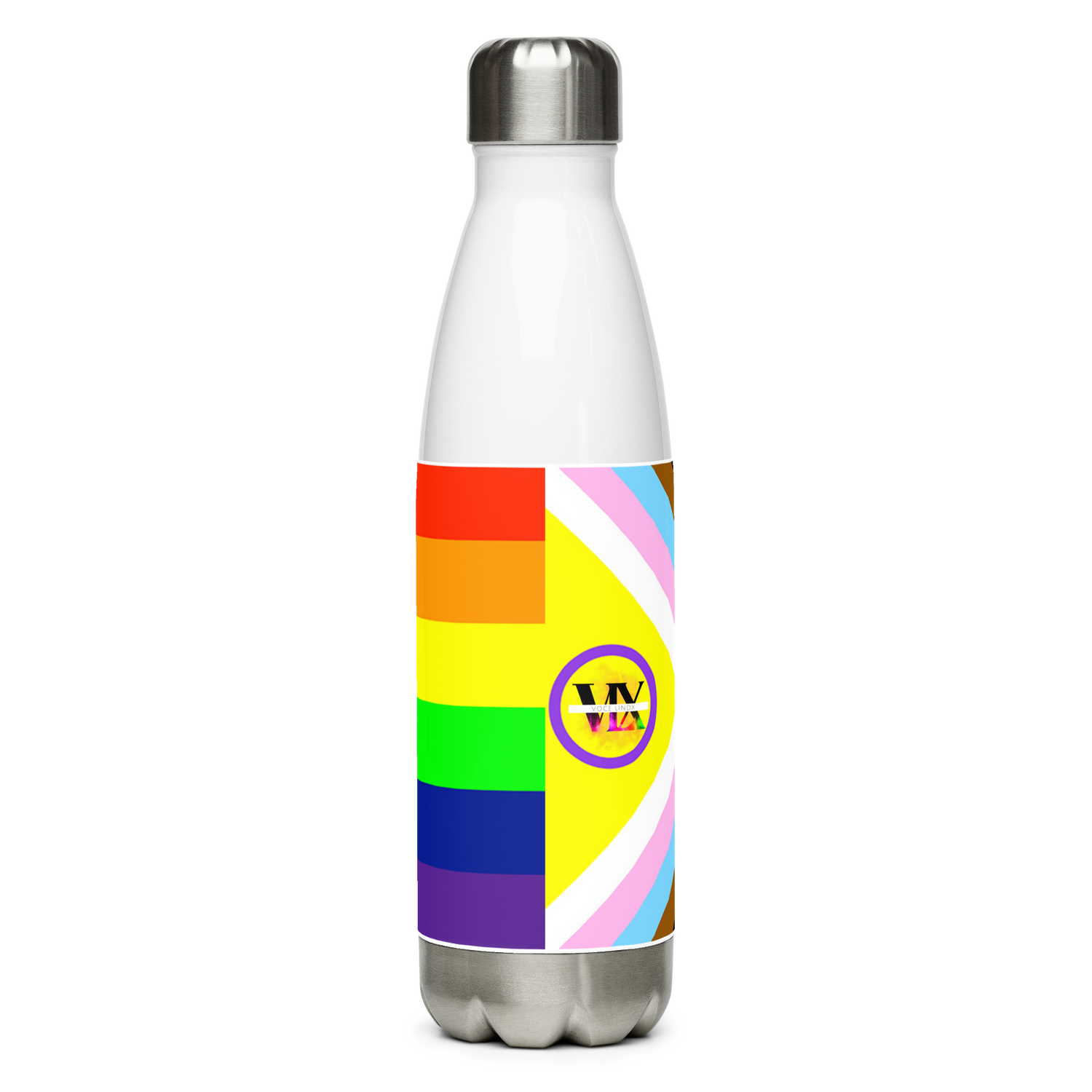 Intersex-Inclusive Pride Flag Stainless Steel Water Bottle – 500ml Reusable BPA-Free Insulated Flask | LGBTQIA+ Equality Design