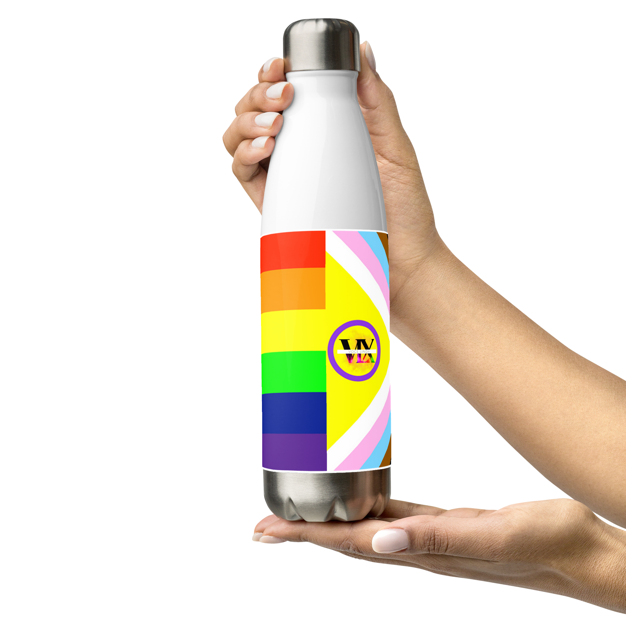 Intersex-Inclusive Pride Flag Stainless Steel Water Bottle – 500ml Reusable BPA-Free Insulated Flask | LGBTQIA+ Equality Design