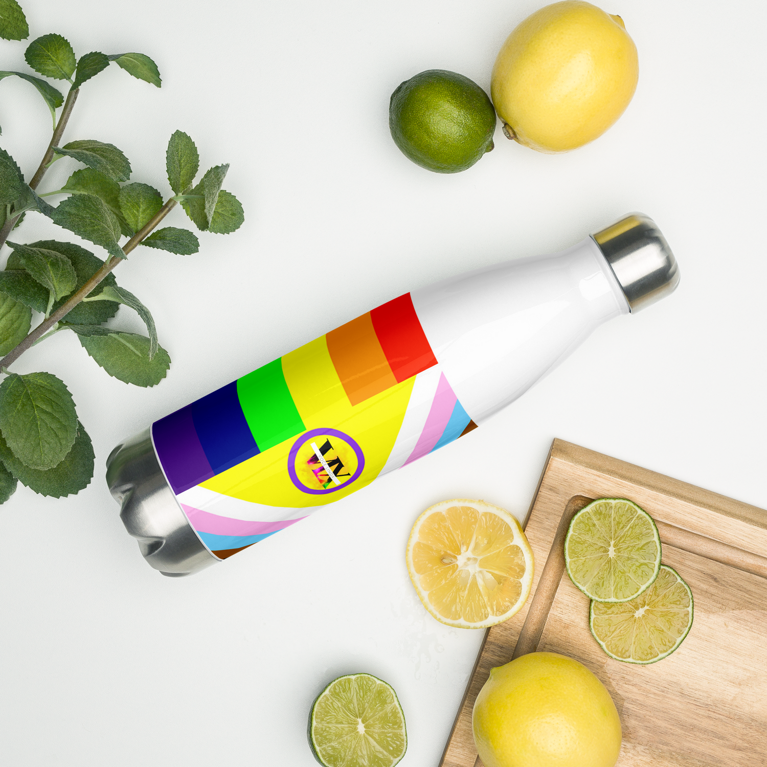 Intersex-Inclusive Pride Flag Stainless Steel Water Bottle – 500ml Reusable BPA-Free Insulated Flask | LGBTQIA+ Equality Design