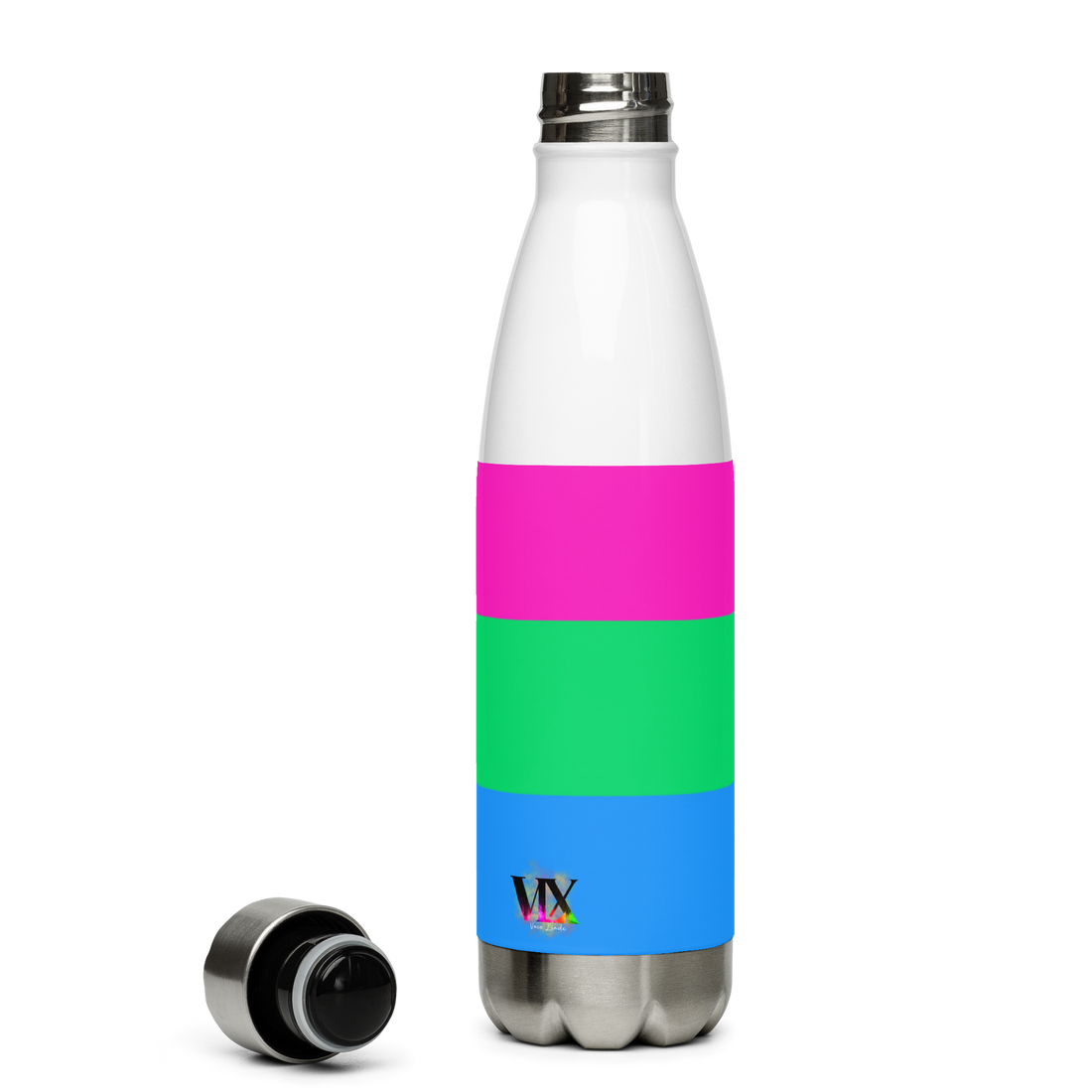 Polysexual Pride Flag Stainless Steel Water Bottle – 500ml BPA-Free Reusable Insulated Flask | LGBTQIA+ Visibility Design