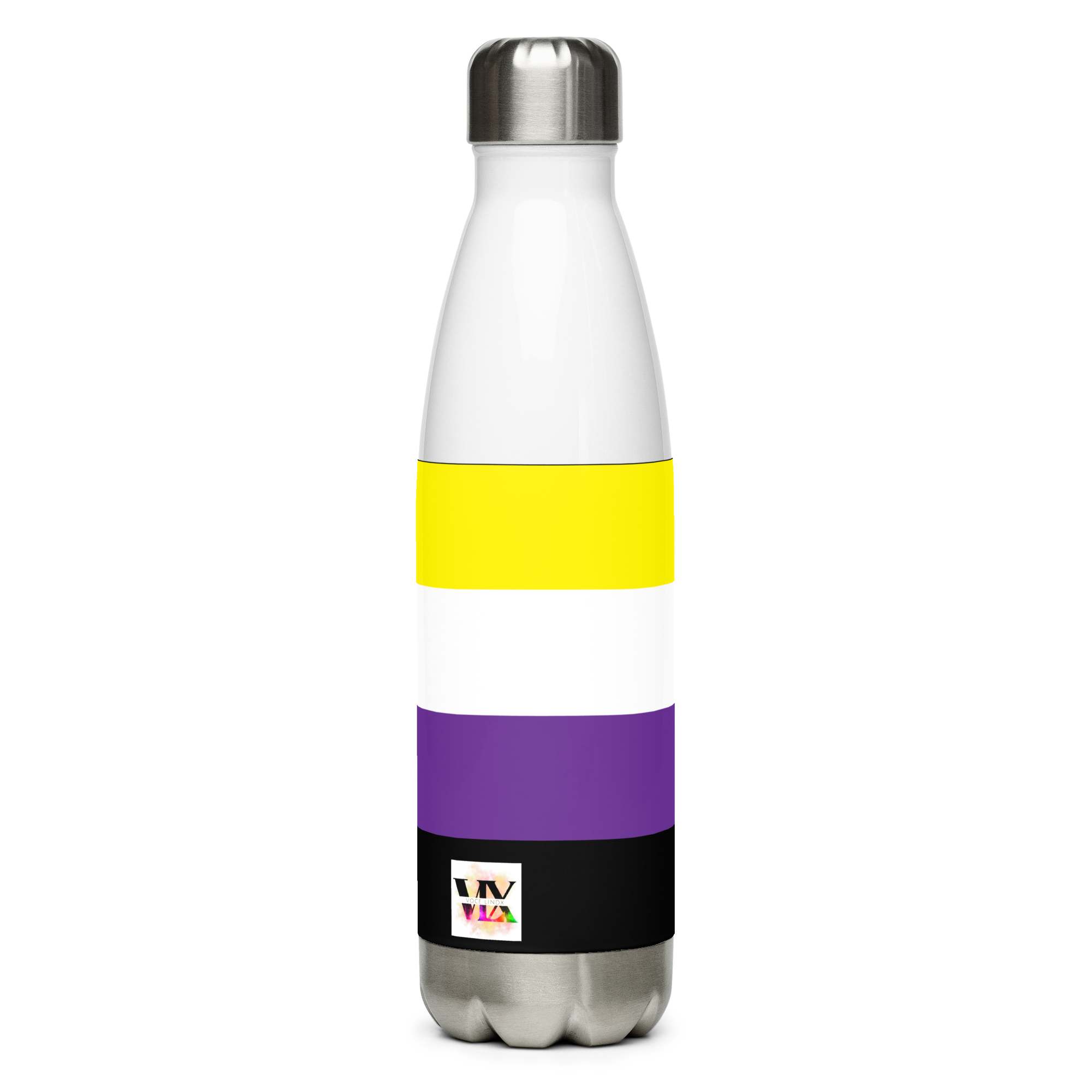 Non-Binary Pride Flag Stainless Steel Water Bottle – 500ml Reusable Insulated BPA-Free Flask | LGBTQIA+ Visibility Edition