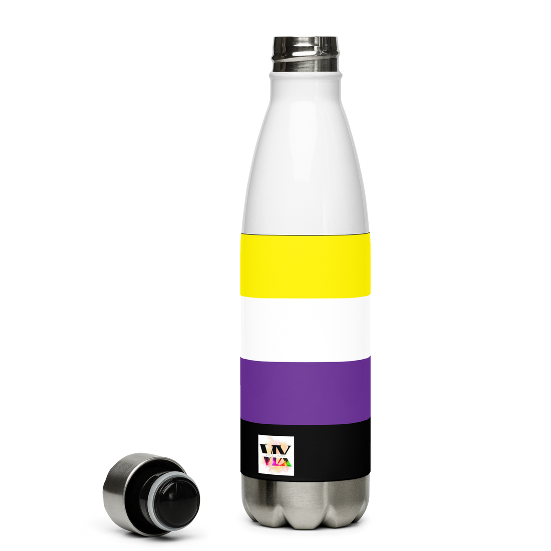 Non-Binary Pride Flag Stainless Steel Water Bottle – 500ml Reusable Insulated BPA-Free Flask | LGBTQIA+ Visibility Edition