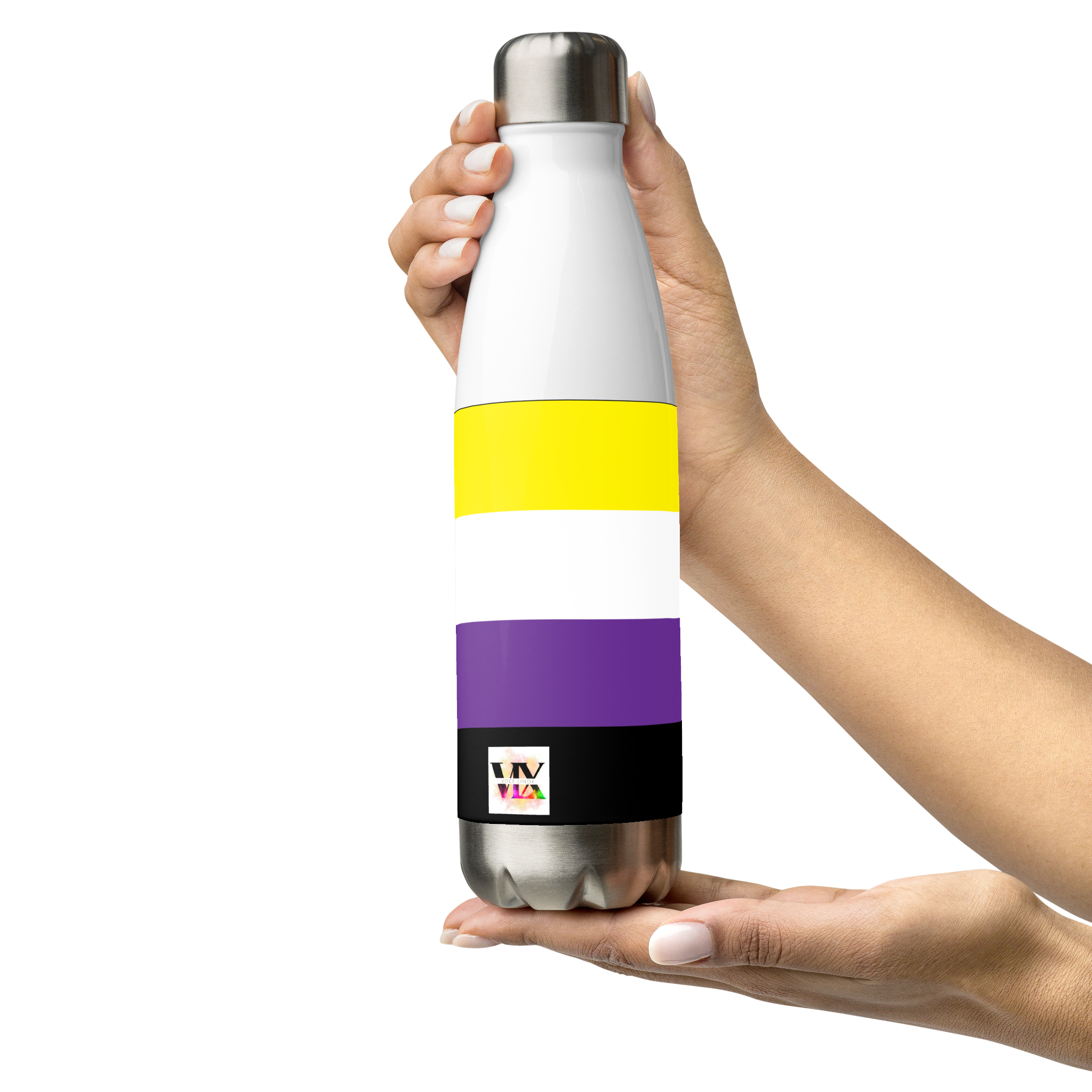 Non-Binary Pride Flag Stainless Steel Water Bottle – 500ml Reusable Insulated BPA-Free Flask | LGBTQIA+ Visibility Edition