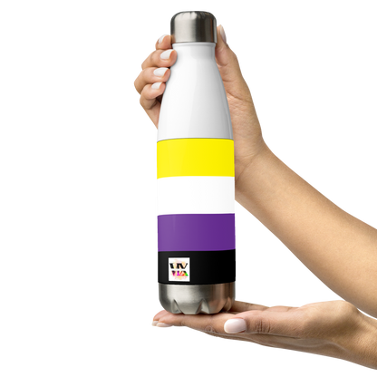 Non-Binary Pride Flag Stainless Steel Water Bottle – 500ml Reusable Insulated BPA-Free Flask | LGBTQIA+ Visibility Edition