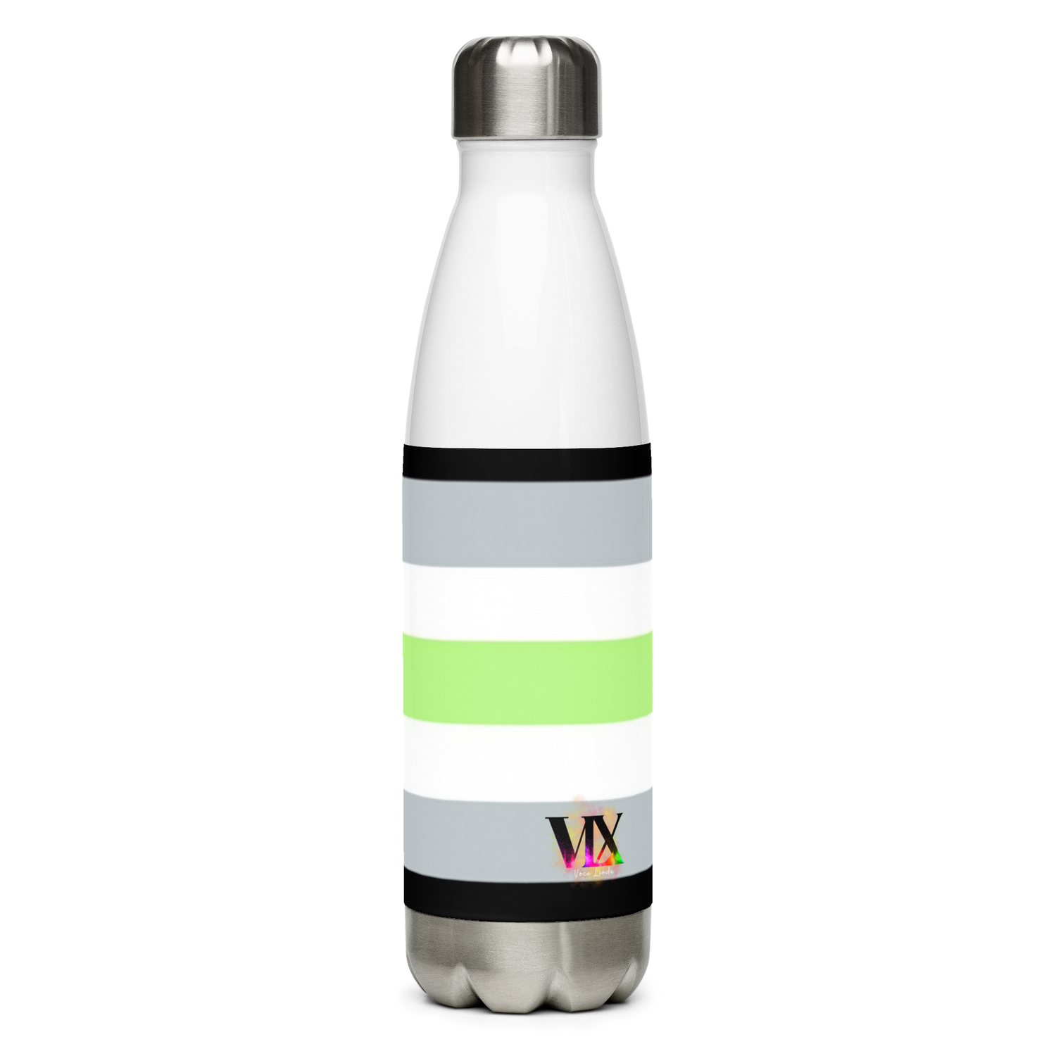 Agender Pride Flag Stainless Steel Water Bottle – 500ml BPA-Free Reusable Insulated Flask | LGBTQIA+ Visibility Design