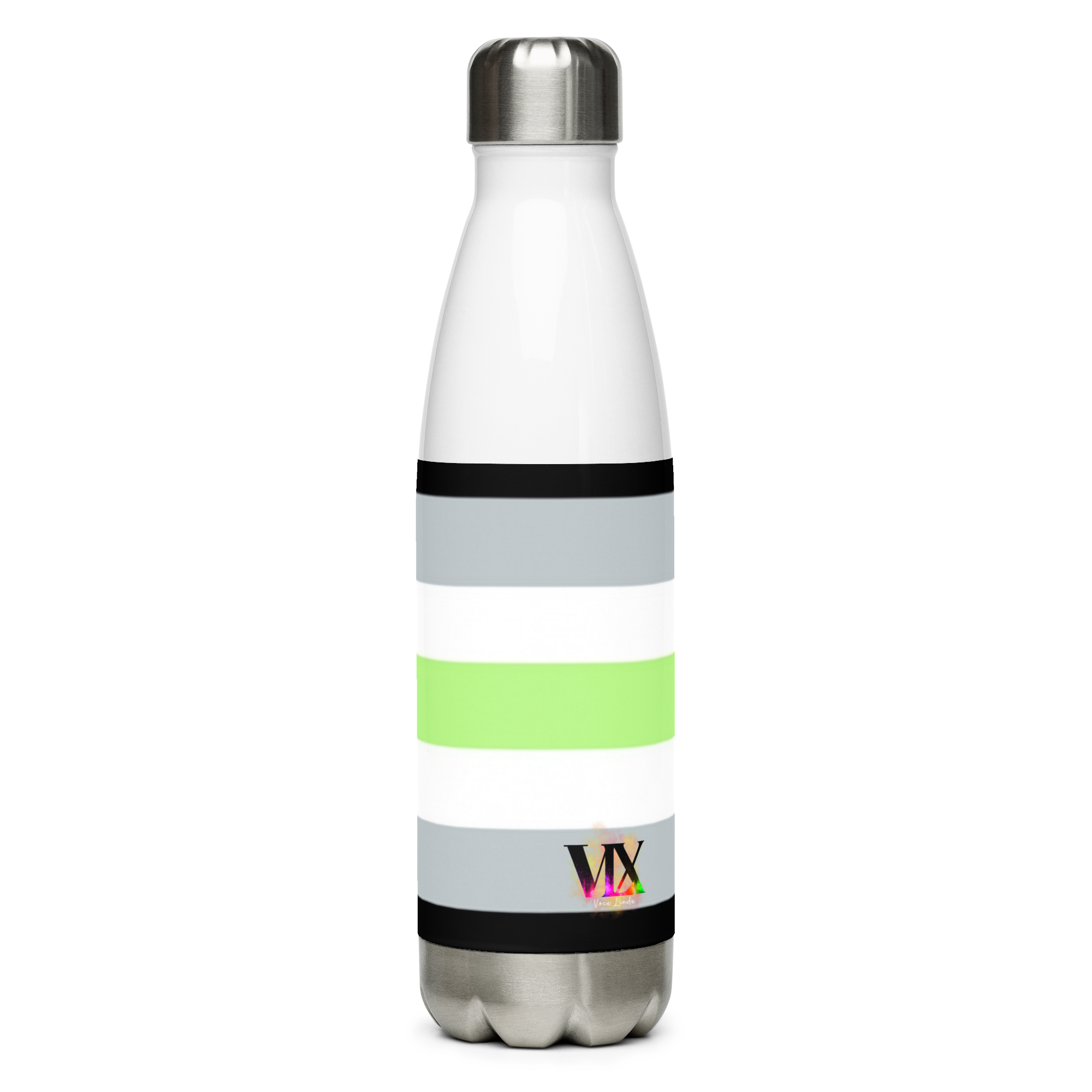 Agender Pride Flag Stainless Steel Water Bottle – 500ml BPA-Free Reusable Insulated Flask | LGBTQIA+ Visibility Design