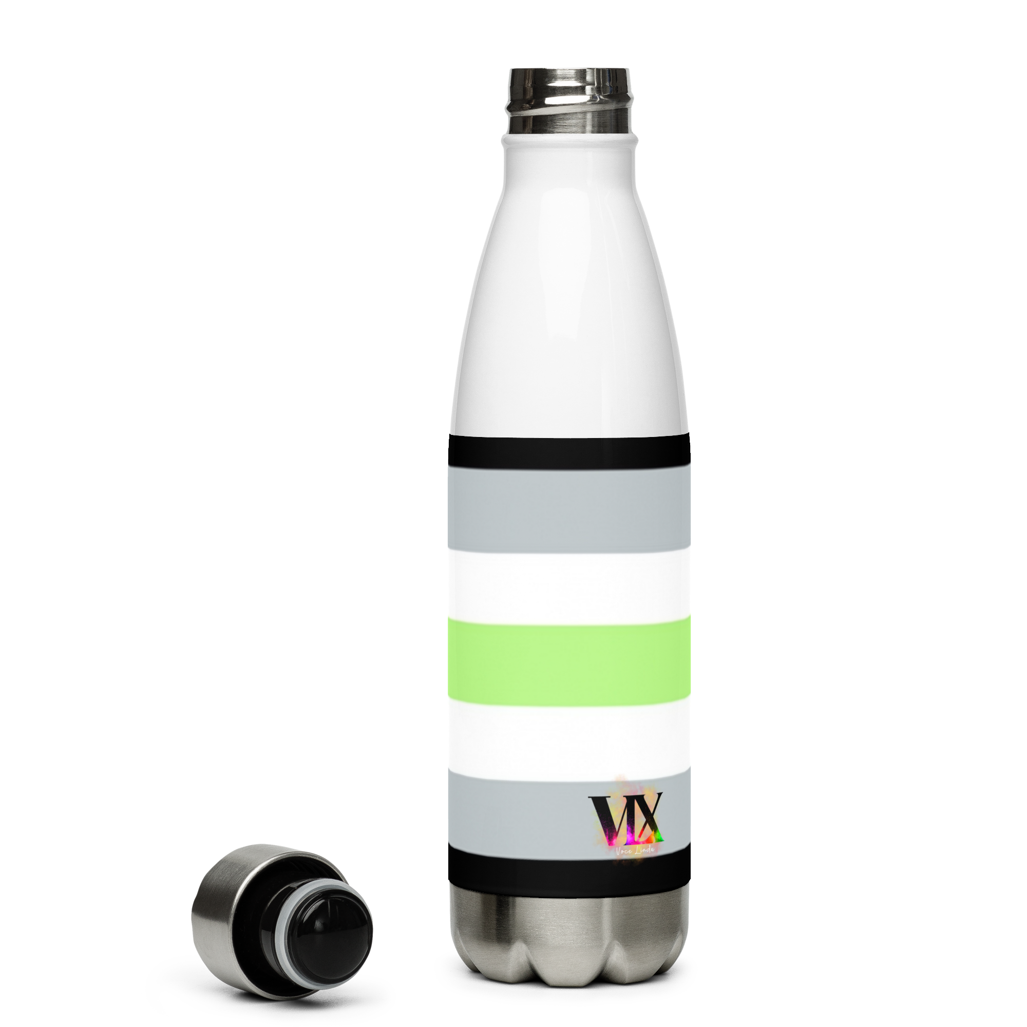 Agender Pride Flag Stainless Steel Water Bottle – 500ml BPA-Free Reusable Insulated Flask | LGBTQIA+ Visibility Design