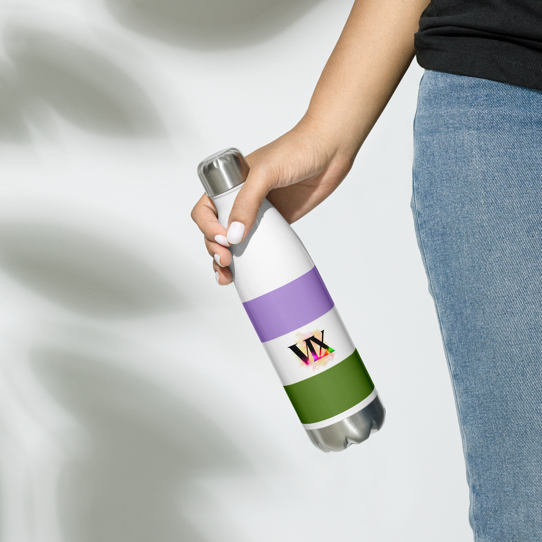 Stainless Steel Water Bottle – Genderqueer Flag | Inclusive Gender-Neutral Drinkware